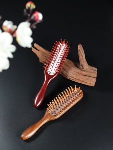 Red Sandalwood Mini Airbag Massage Comb Real Wood Ladies Portable Travel Hair Brush Compact Design for Personal Grooming
