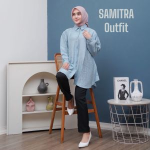 KINKA BLOUSE POLI LINEN Atasan wanita Blouse wanita Pakaian wanita