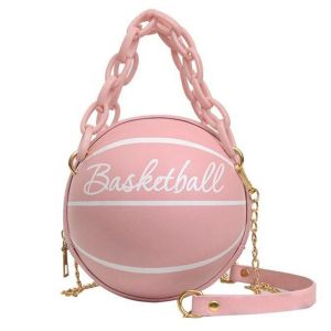 2024 Crossbody Bag New Network Red Personality Fun Pink Ins Versatile Chain Football Basketball Shoulder Bag Small Round Bag