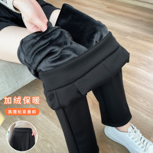 Womens Fleece Lined Harlan Pants Autumn Winter Casual Slim Fit Sports Trousers High Waist Long Pants Korean Style