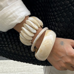 Ingemark 3 Styles Boho Resin Acrylic Chunky Thick Bangles for Women New Trend Vintage Geometric Round Bracelets Y2K Jewelry Gift