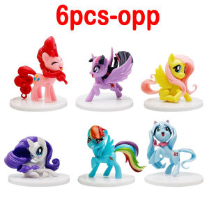 Bandai | 6Pcs/Set My Little Poni Action Figures Toy Cartoon Anime Twilight Sparkle Model Doll Room Decoration Birthday Gift for friend