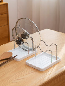 Kitchen Pot Lid Holder Multi-Function Storage Device for Cutting Boards And Utensils Plastic No Drilling Required Installation