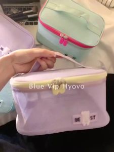Womens Fashion Transparent Mesh Travel Cosmetic Bag Storage 1 layer Toiletry Bag Large Capacity Make Up Organizer Bag