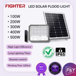 FIGHTER IP65 700LM-4100LM 6500K LED SOLAR FLOODLIGHT C/W REMOTE CONTROL [100W/200W/300W/400W/500W] (READY STOCK)