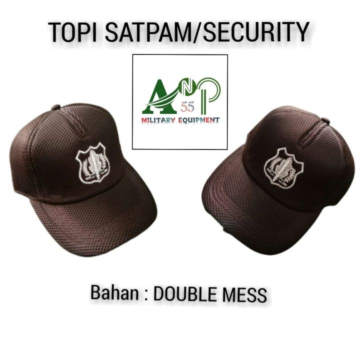 Topi satpam coklat double mess | Lazada Indonesia