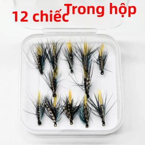 Topranc 12 Mồi Câu Cá Khô Nymph 12 Chiếc # Mồi Câu Cá Hồi Dạng Móc Xoay Sắc Bén Cho Bộ Dụng Cụ Câu Ruồi