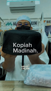 Peci Kopiah Madinah Hitam Putih Songkok Kain Bordir Santri