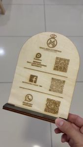 Custom Wood QR Code With Stand DuitNow Scan Pay MAE Touch n Go E-Wallet QR Kod Social Media