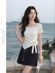YOUXIANG | Áo Thun Thiết Kế Thời Trang Ghép Miếng