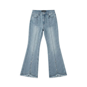 Juicy Couture | Slim Fit Flared Jeans with Metal Studs and Frayed Edges