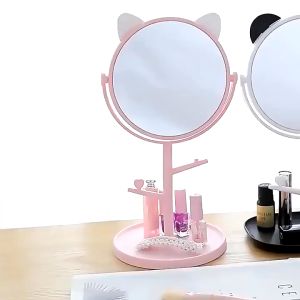 Cermin Motif Telinga Kucing Panda / Kaca Make Up Bulat / Standing Mirror Make Up