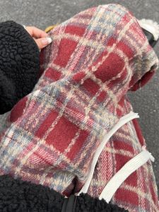 Quần Ống Rộng Lót Lông Cừu Màu Đỏ Noel Cạp Cao Cho Nữ Mùa Thu Đông Quần Dài Ống Đứng Thường Ngày Vải Len Quần Ống Rộng