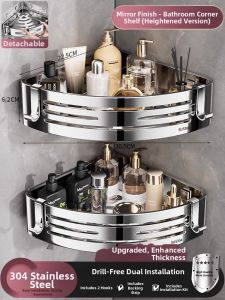 B&W | Removable No Drilling Stainless Steel Triangle Storage Rack