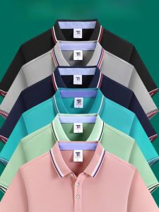 Short Sleeve ICE Cotton Pink Lapel T-shirt Work Clothes Polo Shirt Custom Logo Summer Advertising Factory Clothing Parka Men