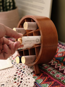 Wooden Desktop Makeup Lipstick Storage Box Sample Display Stand Nail Polish Organizer Rack Vintage Style round Shape Cosmetic