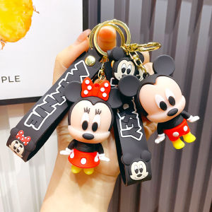 Cartoon Disney Mickey Minnie Dolls Keychains Silicone Donald Duck Winnie Stitch Anime doll Phone Bag Accessories