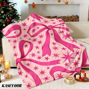 Beast Kingdom | Pink Bows Stars Winter Summer Flannel Blanket Throw Fleece Soft Fuzzy Plush Cozy Fleece Blankets for Sofa Ideal Gifts