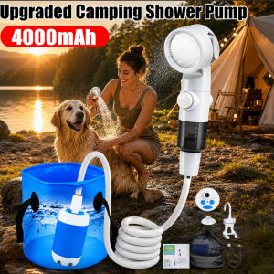 Upgraded Portable Camping Shower Pump Rechargeable 4000mAh Digital Display Electric Shower Beach Dormitory with Hose And Hook