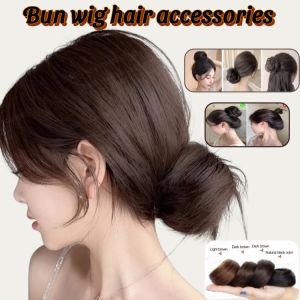 Real Hair Bun Ring Fluffy Wig Hairpiece Nature Hair Band Hair Circle Headwear Accessories