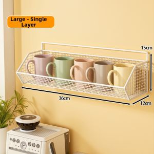 Wall Mounted Drill Free Cup Storage Rack