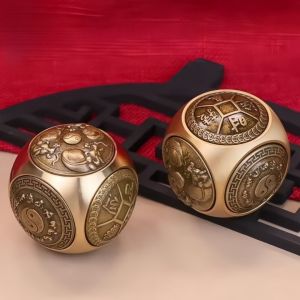 Rotating Six-Faced Chinese Lucky Coin Spinner Fidget Toy Stress Anxiety Relief Sensory Focus Tool For Birthday Christmas Gift