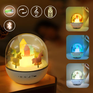 【Bluetooth version】Carousel  Lamp Rotating Unicorn Night Light Halloween Christmas Birthday Gift