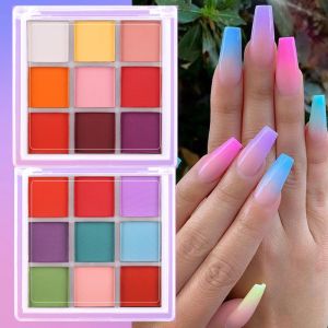 9 Colors Nail Pigment Palette Solid Magic Mirror Powder Set Ombre Dust Nail Powder For Nail Art Manicure DIY Gradient Glitter