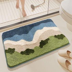 Water Absorbent Slip Resistant Velvet Bathroom Mat