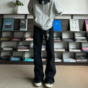 Cắt Bootcut Paris Cải Tiến Quần Jean Rộng Rãi Phù Hợp Với Nam Dài Quần Tây Vintage Washed Denim Chân Thẳng Thời Trang Trẻ Trung Tròn Cả Năm