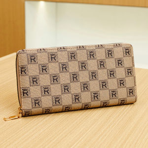 Large Capacity Fashionable Ladies Long Zipper Wallet Leather Coin Purse Handbag New Design Phone Bag Youth Polyester Lining