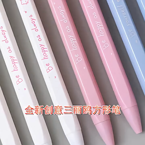 (3 pcs) Pena Gel Kotak Persegi Karakter Sanrio Lucu - Hello Kitty & Cinnamoroll - Hitam Praktis dan Stylish