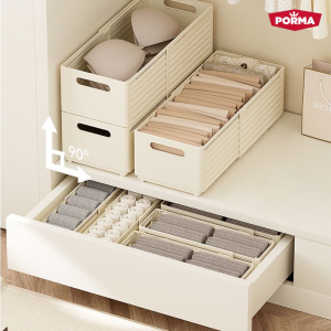 PORMA Retractable Drawer Organizer Storage Box for Clothes Cabinet Layered Desktop Storage Boxes Organizers