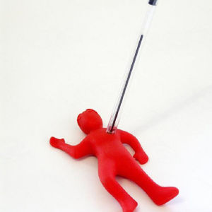 Creative Vent Pen Holder Red Little Man Desk Decoration Stress Relief Pen Stand for Office & Home