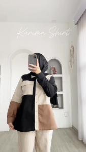 Karima Shirt - Kemeja Panjang Wanita Kekinian Atasan Blouse Kancing Depan Busui Friendly