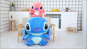 【SG-spot】Cute Stitch Doll Blue Interstellar Baby Stitch Plush Toy Sitting Height 45cm Throw Pillow Doll