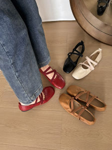 XUJIA | Red French Vintage Mary Jane Flats