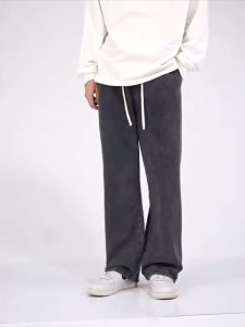 กางเกงยีนส์ขายาวชาย ยีนส์ผู้ชายสีพื้น มีเชือกรูด เอวยืด กางเกงยีนส์ทรงหลวม, กางเกงยีนส์ชาย
