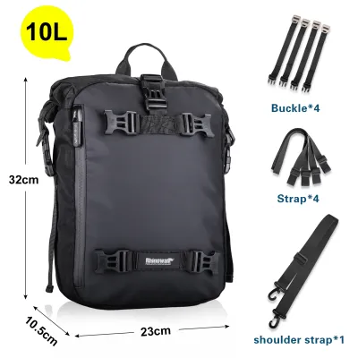 Rhinowalk | Rhinowalk Motorcycle Back Seat Bag 10/20/30L Waterproof Multifunctional Saddle Side Luggage Bag Cycling Backpack Universal