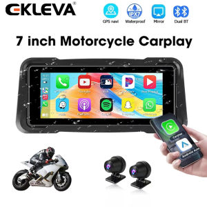 EKLEVA มอเตอร์ไซค์7 "CarPlay แอนดรอยด์นำร่องอัตโนมัติ Moto DVR IPX7กันน้ำคู่บลูทูธ5.0สนับสนุนการบันทึกคู่
