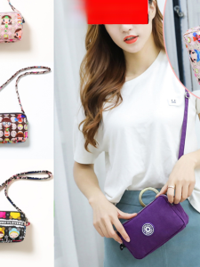 2023 New Crossbody Bag Mobile Phone Bag Three-Layer Canvas Bag Multifunctional Small Bag Zipper Bag Fan Handbag Coin Purse