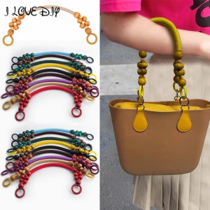 Fashion DIY Braided Nylon Handbag Handle Nylon Rope Handbag Strap Wooden Bead Handles Bag Accessories Wood Purse Handle Replacement