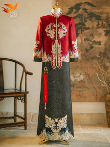 Chinoiserie Wedding Groomsmen Costume Mens New 2025 Show Clothing Dragon And Phoenix Jacket High Quality Traditional Chinese Tailor-Made Suit