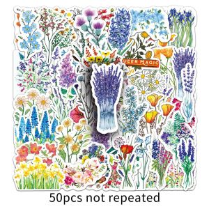 50 Pcs Ins Style Colorful Flower Stickers Fashion Waterproof Vinyl Decals for Journal Luggage Notebook Laptop Phone Case Gift