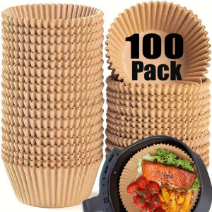 100Pcs nồi chiên ít dầu Giấy Chip Gà Chiên Dùng Một Lần Giấy Da Giấy Không Dính Hấp đệm lót nướng bánh Giấy Nướng Dầu-Proof Vòng giấy sáp