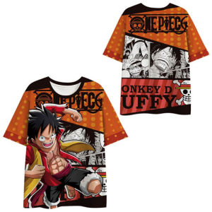 Bandai | One Piece Around Clothes Animation Two Dimensional Nautical King T-shirt Luffy Solon Impression Summer Men Short-sleeved Tide