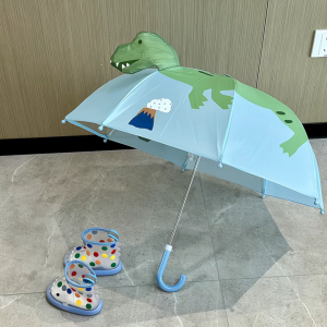 Childrens Long-Handled Dinosaur Umbrella Rain And Sun Protection Tools for Going out Waterproof Plastic Umbrella Stainless Steel Pole