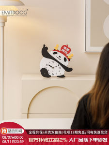 Living Room Decorative Panda Table Clock TV Cabinet Home Decorations Wooden Handmade Craft Half-Handmade New Year Gifts