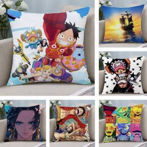 Bandai | One Piece Sabo Revolutionary Army Anime Plush Pillow Cover Soft Short Plush Cushion Cover For Sofa Bedroom Home Decor Gift