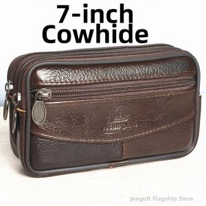 jeagutt | Leather Horizontal Phone Waist Pouch 7 Inch